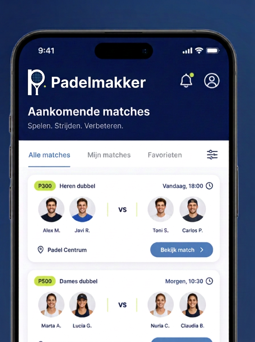 Padelmakker app op een smartphone
